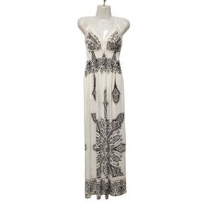 Black and White Printed Maxi Dress - Size XS
